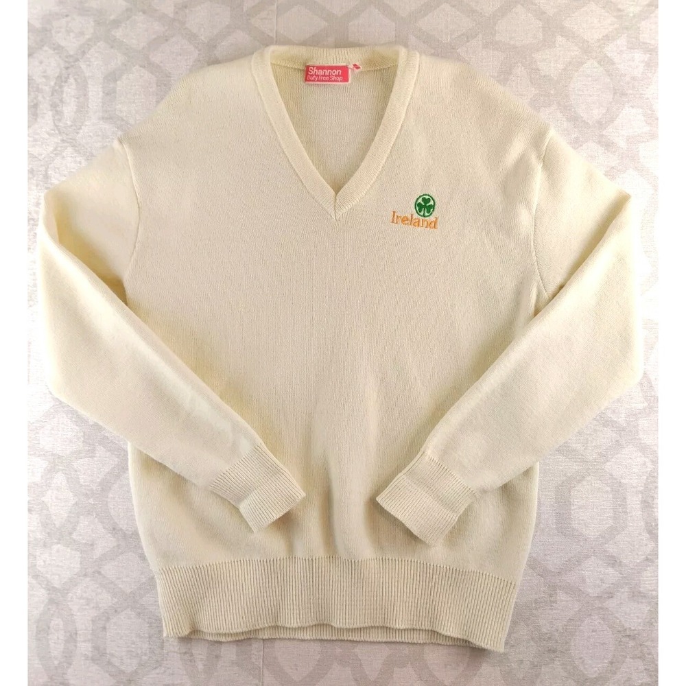 Shannon Duty Free Shop Sweater Womens Large Yellow Long Sleeve